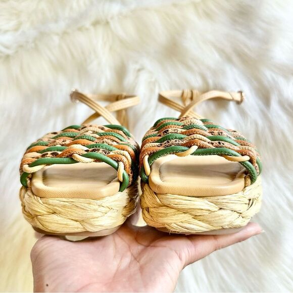 Ulla Johnson Ada Woven Flatform Sandal in Green Tan Size 36 ( 6 US) - Picture 4 of 8